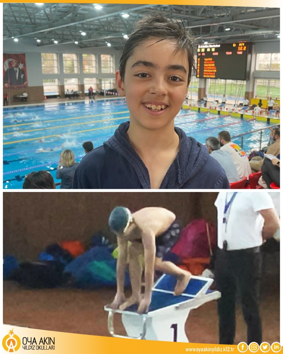 Okul Sporları Küçükler İl Yüzme Yarışmaları’nda 6-C sınıfı öğrencimiz Alpkan Rüzgar Erözalp Okulumuzu Temsil Etti