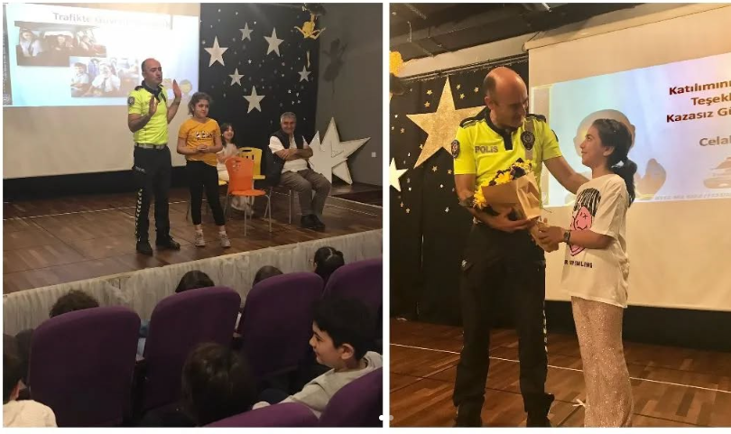 Trafik ve İlk Yardım Haftası kapsamında Ankara Emniyeti Trafik Denetleme Şube M&uuml;d&uuml;rl&uuml;ğ&uuml;&rsquo;nden trafik polisi Sayın Celal Erikel 3. ve 4. sınıf &ouml;ğrencilerimize eğlenceli bir etkinlik yaptı.