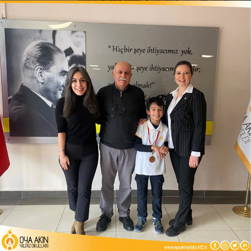 22-25 Şubat 2024 tarihleri arasında Adana Tenis Dağ ve Su Sporları Kul&uuml;b&uuml;'n&uuml;n d&uuml;zenlediği TTF 8-9-10 Yaş Hafta Sonu Tenis Turnuvası'nda Oya Akın Yıldız Oran İlkokulu 4/B sınıfı &ouml;ğrencimiz Akın &Uuml;ren&ccedil;, Erkekler Yeşil Top 2. Grup 1.si