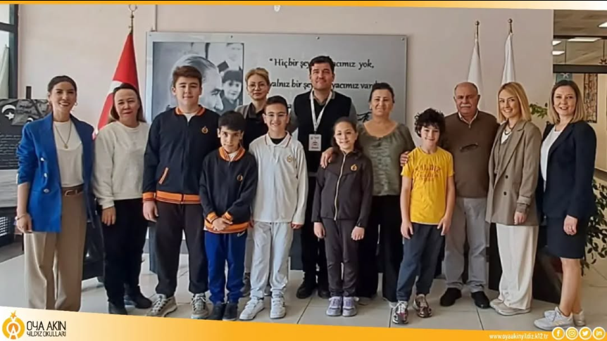2023-2024 Uluslararası Kanguru Fen Yarışmasında Oya Akın Yıldızlar Koleji ilkokul &ouml;ğrencimiz Elif &Ouml;ZER, ortaokul &ouml;ğrencilerimiz Asrın Bora KAYA, Yiğit &Ccedil;ağlar G&Uuml;ND&Uuml;Z ve Seymen Efe SAĞLAM finale kalmaya hak kazanmıştır.