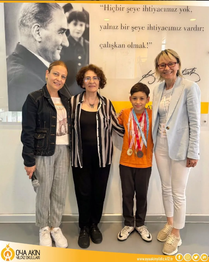 Oya Akın Yıldız Portakal &Ccedil;i&ccedil;eği İlkokulu 4. sınıf &ouml;ğrencimiz sevgili Muzaffer Tun&ccedil;, okul sporları minik erkekler m&uuml;sabakası, 50 metre kurbağalama ve 100 metre kurbağalamada Ankara 1. si olmuştur. Okullar arası yapılan bu yarışmada Oy